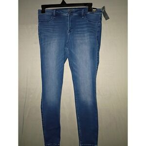 NWT Abercrombie Fitch Harper Jean Womens 14R 32 Blue Fade Low Rise Ankle Stretch